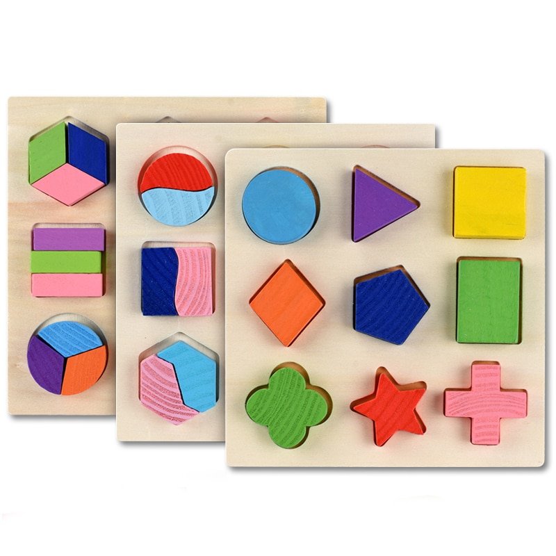 Montessori wooden shape puzzle set for children