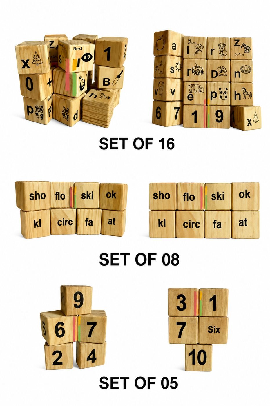 Wooden alphabet and number blocks set