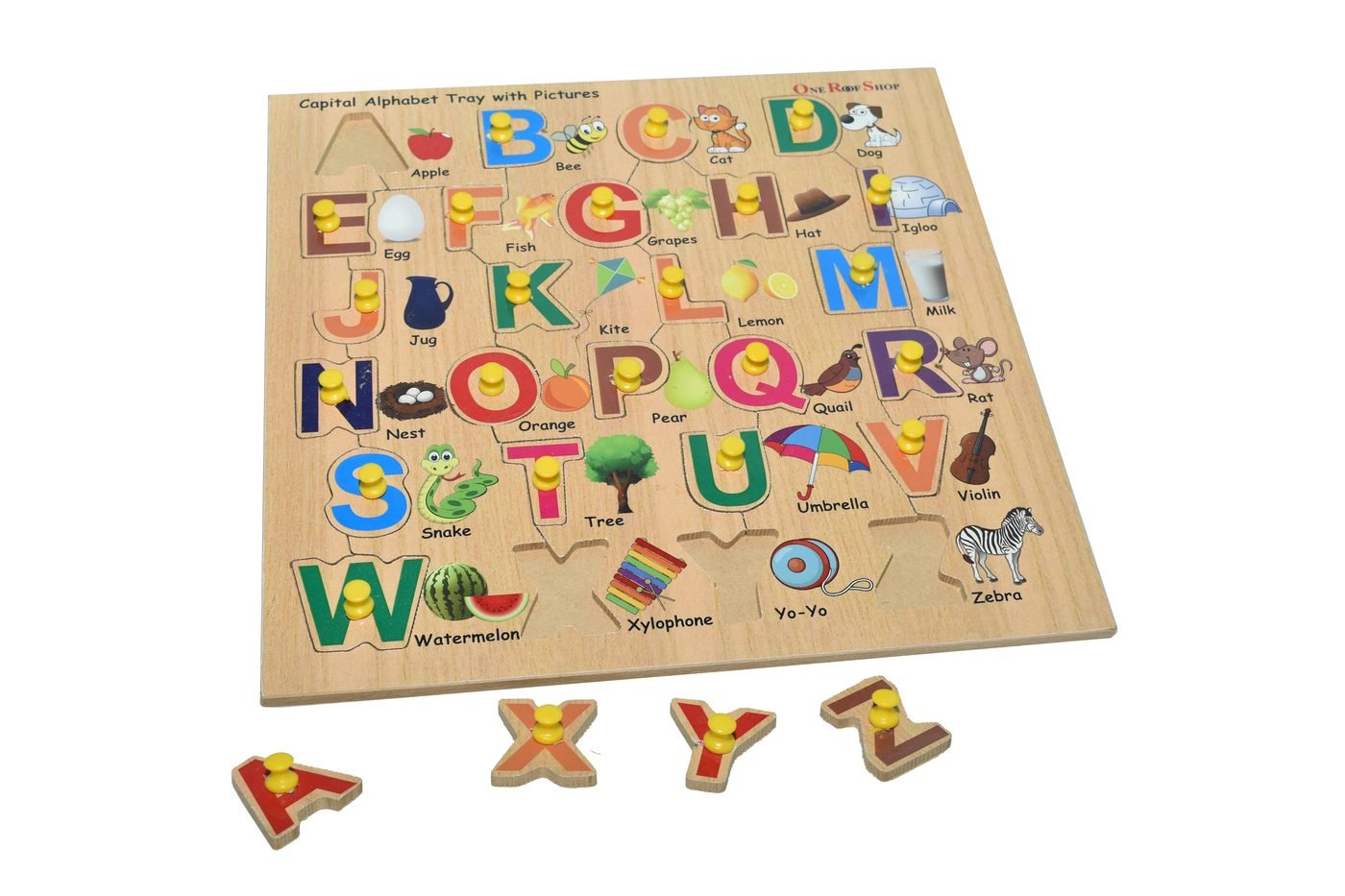 Wooden alphabet puzzle tray second view