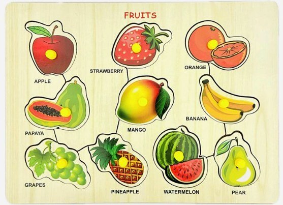 Wooden fruits knob puzzle board