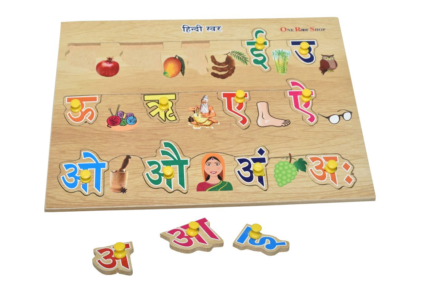 Wooden Hindi swar vowels puzzle board