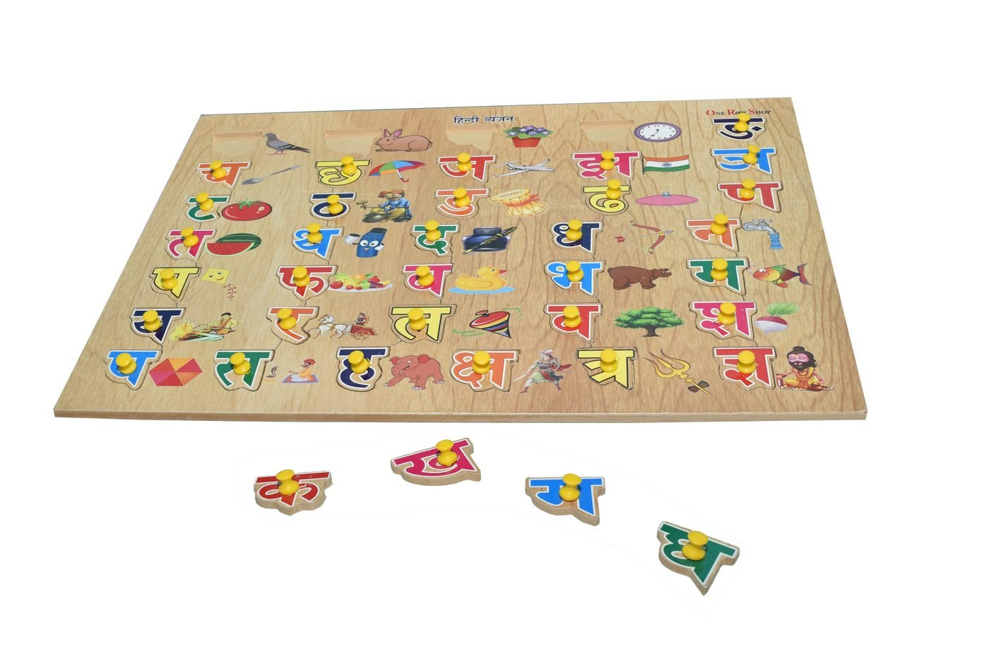 Wooden Hindi vyanjan consonants puzzle board