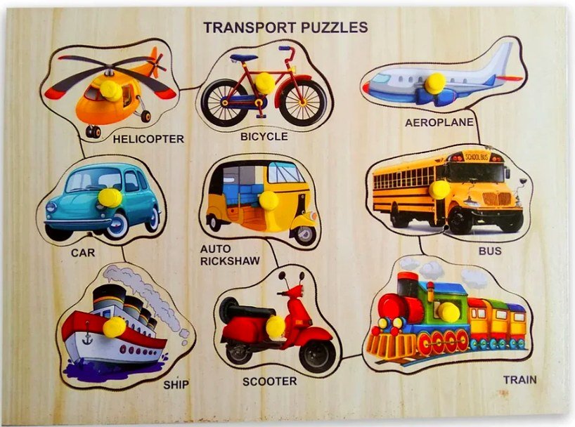 Wooden transport knob puzzle board